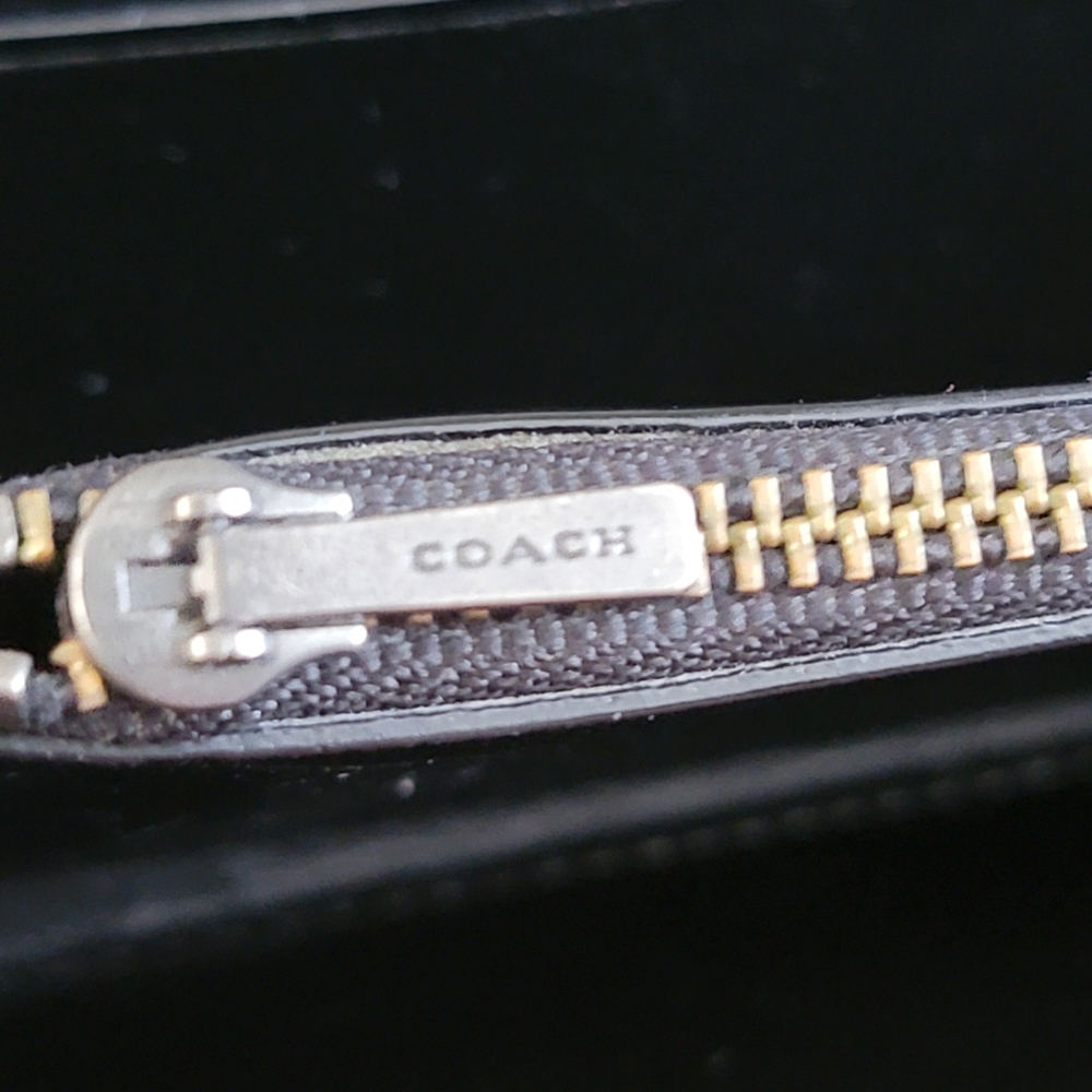 Coach 58485 Rexy Metal Embroidery Black Leather Accordion Wallet - Picture 5 of 14